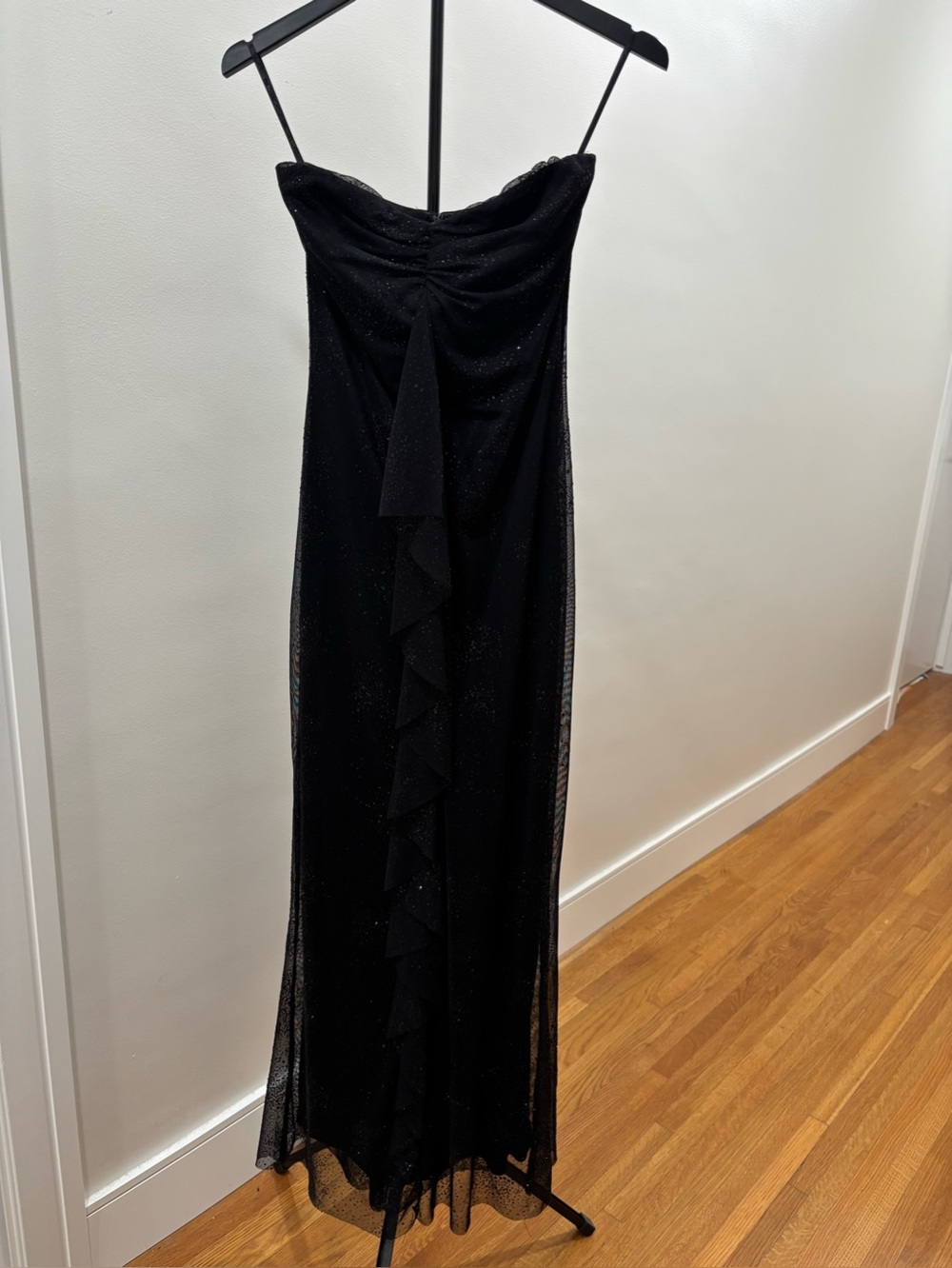 888. Vintage Jessica McClintock for Gunne Sax strapless black evening gown